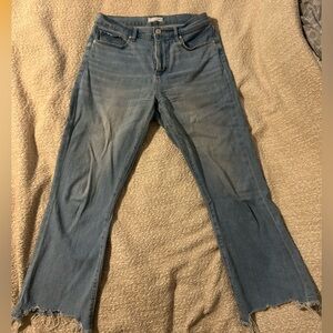 Ann Taylor LOFT Light denim wide legged raw edge jeans